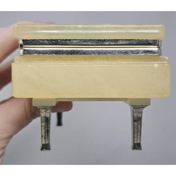 Hand Carved Alabaster Piano Trinket Box Italy Floral Happy 50th Anniversary - Picture 3 of 11